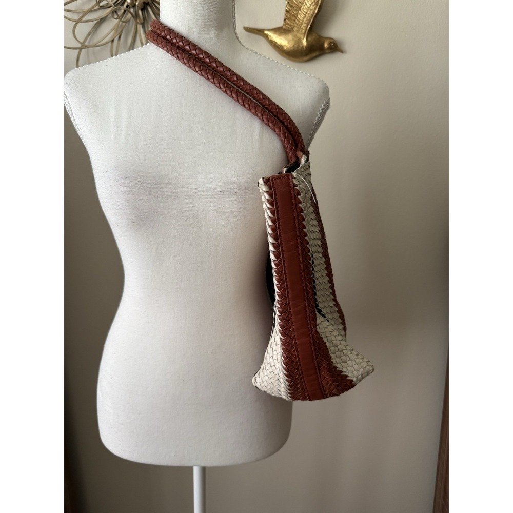 Madewell Signature Woven Tote Dusty Redwood Multi Leather Stripe Large Bag - Picture 3 of 11